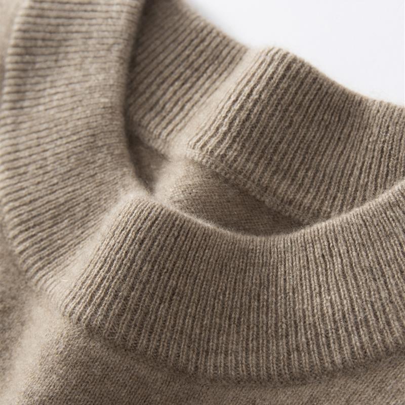 库静加厚半高领山羊绒衫男秋冬新款羊毛衫套头毛衣宽松纯色针织打