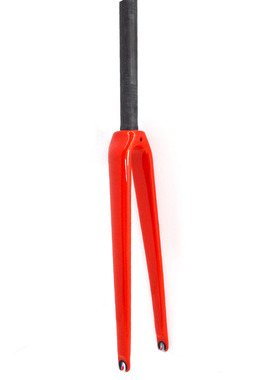 定做全碳纤维公路自行车700C无避震前叉直管28.6mm红白色单车配件