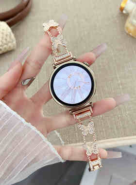 适用佳明Forerunner 245/158/165新闪钻蝴蝶表链265s/255s/Venu3s女款金属表带VENU2plus/18mm细款小香风腕带