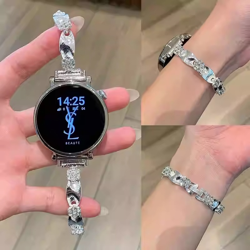 娅妃儿GTR4表带镶钻丝绸花朵Bip5