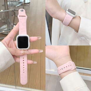 适用iwatch10表带S9苹果S8手表applewatch9新款S10卡通8硅胶7KT猫S7女款高级华强北ultra女运动iphonese2腕带
