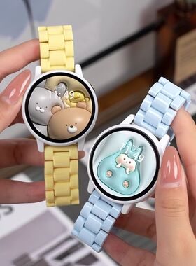 适用小米xiaomiS3/S2/S1手表表带Color2糖果彩色亚克力嘿喽RS4Plus/LS11男女款树脂watch 2pro夏天透气替换带