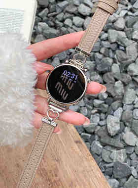 适用华米GTR4表带GTR3PRO/GTS3/GTS4mini爱心拼真皮女款蝴蝶款智能运动手表1/2/3镂空荔枝纹皮质bip5/Pop腕带