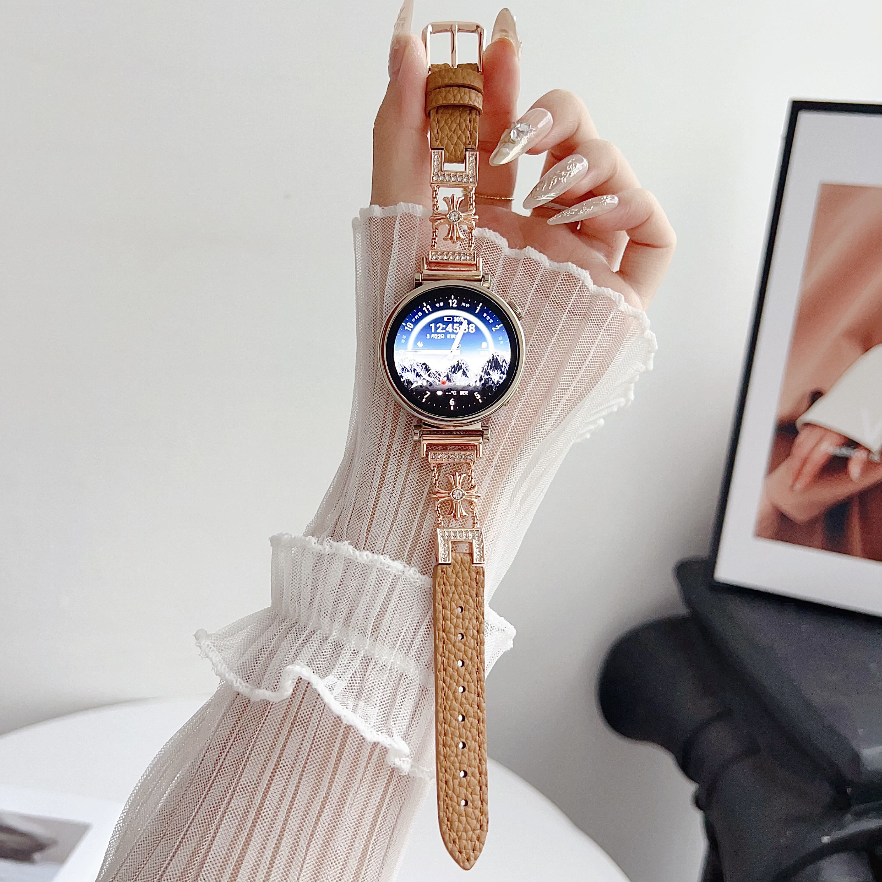 娅妃儿s4/41mm表带十字克罗拼皮