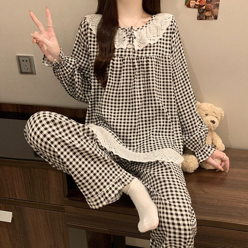 法国Gentle Motto公主风睡衣女秋季款长袖新款云朵棉甜美可爱娃娃