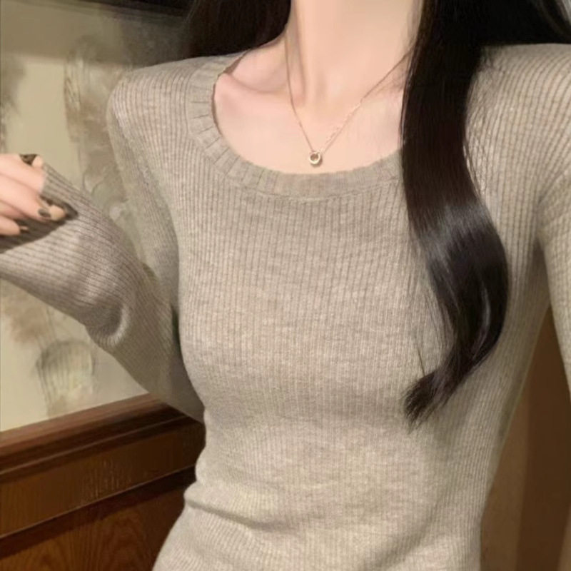 日系CherryKoko100羊毛衫女圆领修身显瘦打底衫秋冬新款韩系紧身
