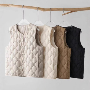 亮世秋羽绒服90白鸭绒百搭实穿葫芦纹衍线羽绒马甲可内搭外穿2025