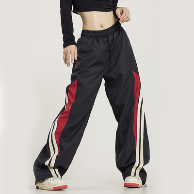 侧边条纹拼色运动长裤