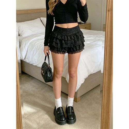 欧美辣妹修身蕾丝多层蛋糕裙裤