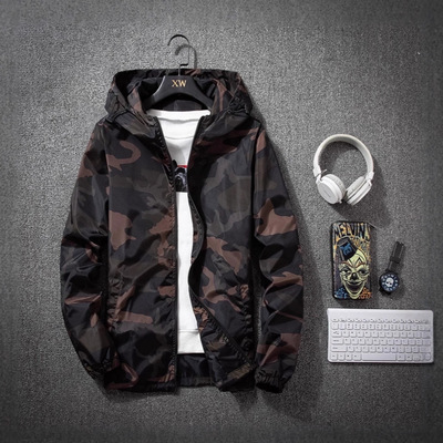 男士休闲连帽迷彩宽松外套上衣