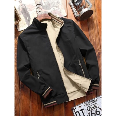 男士双面穿立领夹克外套