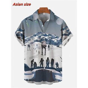 3D Printed Cool Mecha Aloha Shirt For Men Space Fight Patter