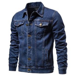 buckle lapel fitted denim 牛仔夹克男 Men jacket翻领系扣修身