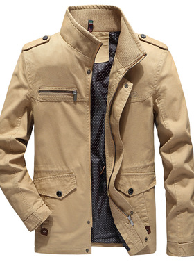 Men's casual windbreaker jacket男士纯色薄款风衣休闲立领外套