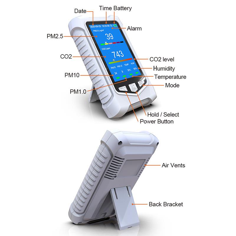 仪跨境手持功能空气质量检测多CO2/PM2./5PM1.0/PM10DM126 多/温