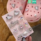 花鞋 配饰鞋 扣装 饰扣 适配Crocs 粉色可爱KT猫套装 Cross配件洞洞鞋