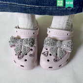 Cross配件洞洞鞋 饰扣 配饰鞋 扣装 粉色满钻蝴蝶结 花鞋 适配Crocs
