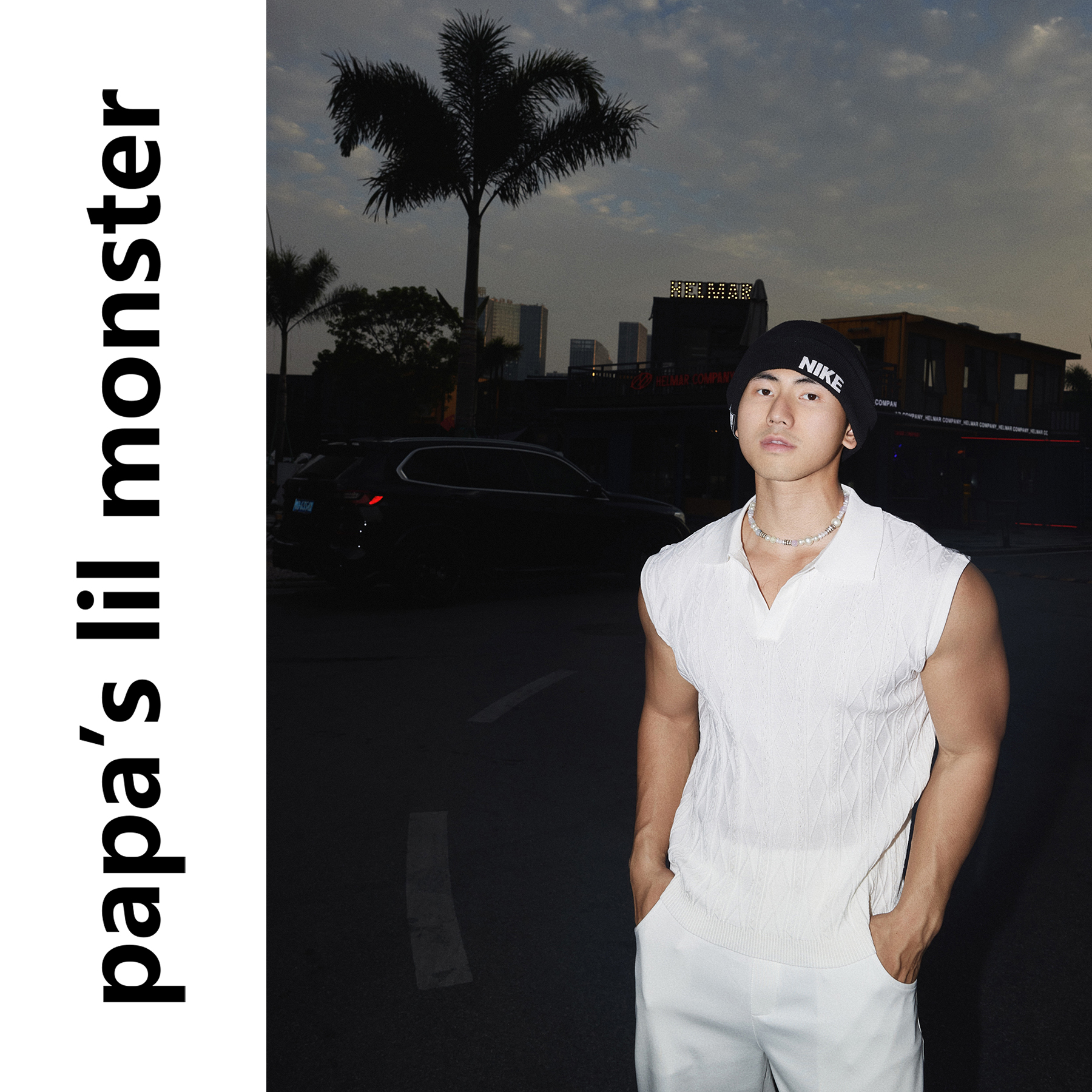 PAPASLILMONSTER美式设计感亨利领无袖针织背心宽松慵懒百搭上衣