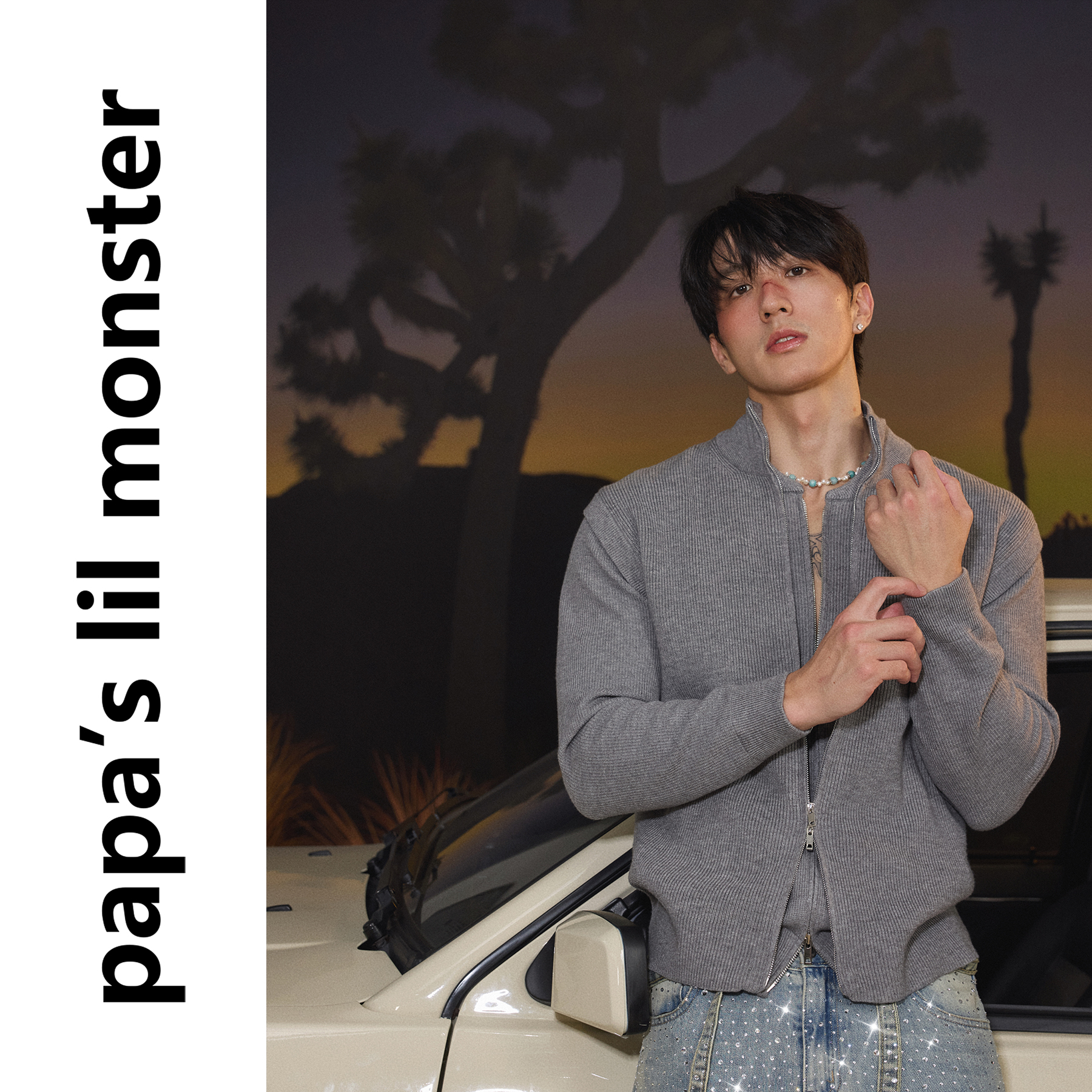 PAPASLILMONSTER【高质感】秋冬慵懒风双拉链设计针织毛衣外套男