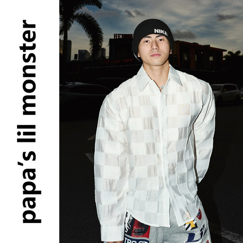 PAPASLILMONSTER 【错落有致】美式造型感格纹轻薄透气休闲衬衫男