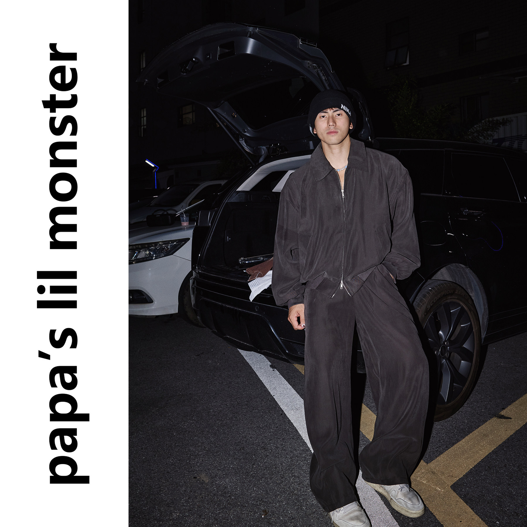 PAPASLILMONSTER 美式复古慵懒翻领长袖外套阔腿休闲裤设计套装男