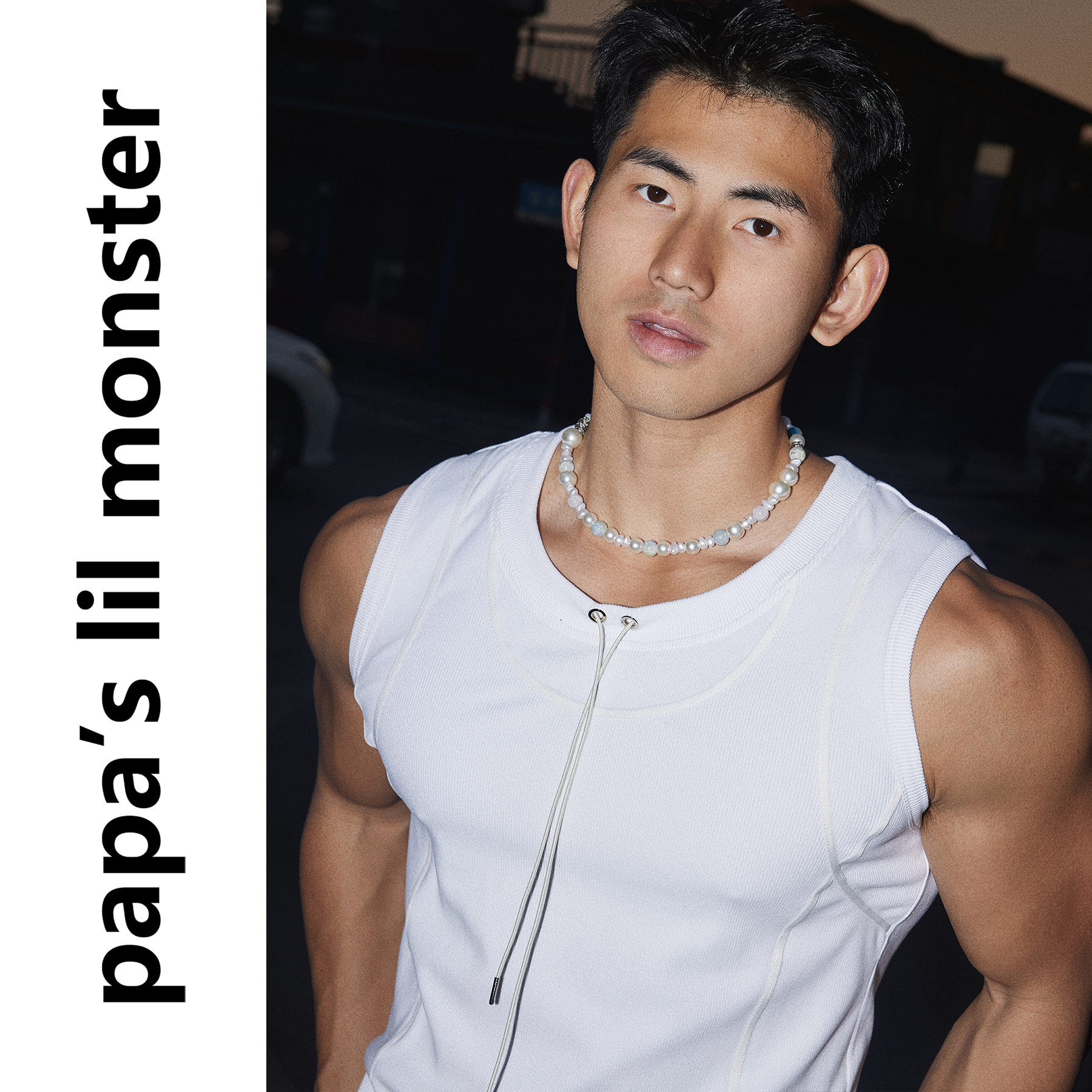 PAPASLILMONSTER【原创】美式设计感复古肌理背心男无袖抽绳坎肩