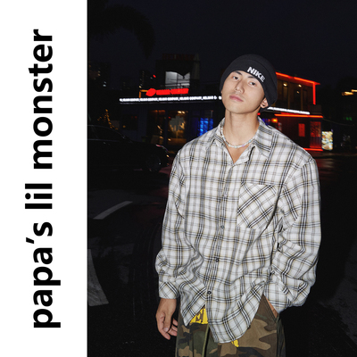 Papaslilmonster【经典格纹】美式复古格子休闲宽松长袖衬衫男