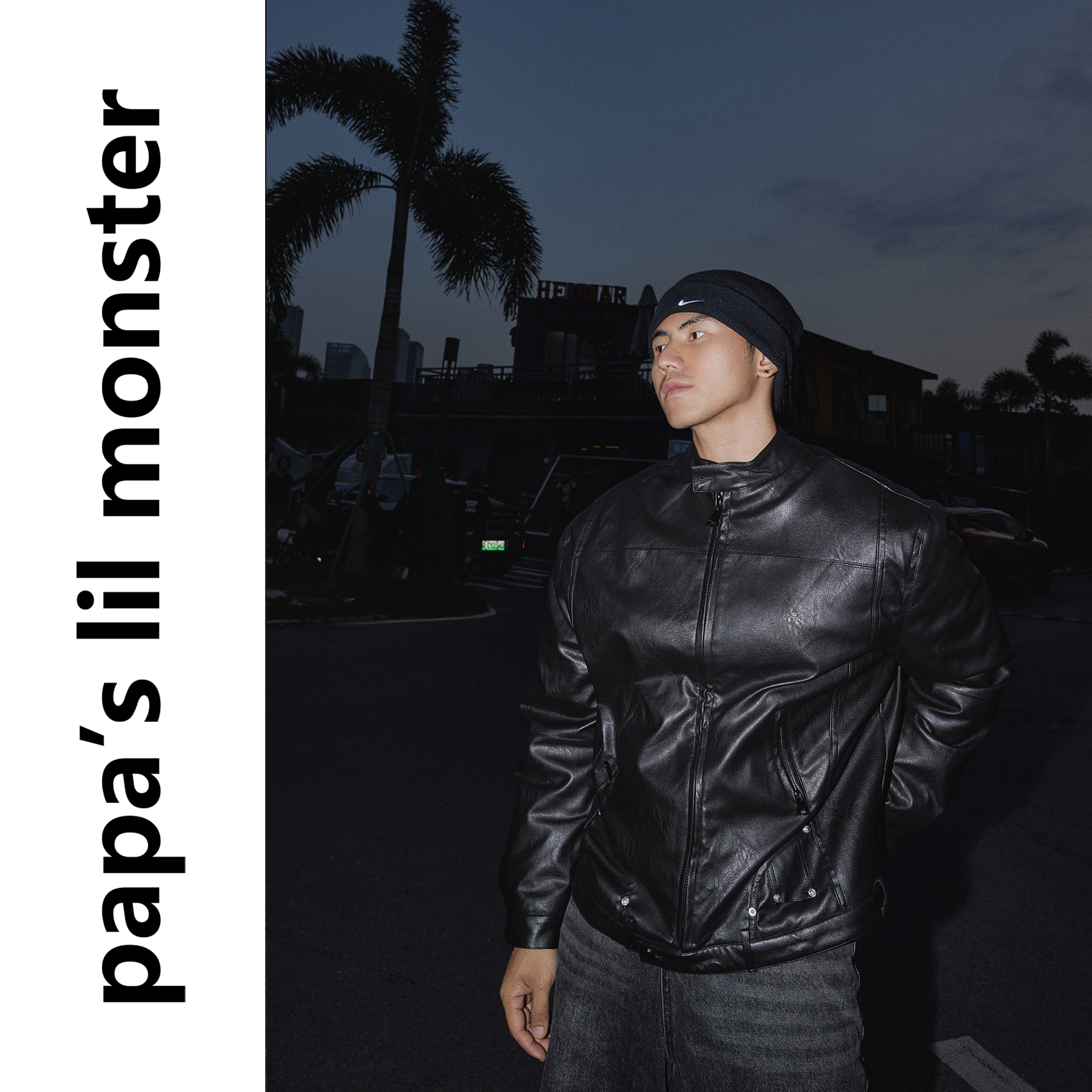 PAPASLILMONSTER【黑骑士】美式复古哑光设计厚款羽绒皮衣外套男