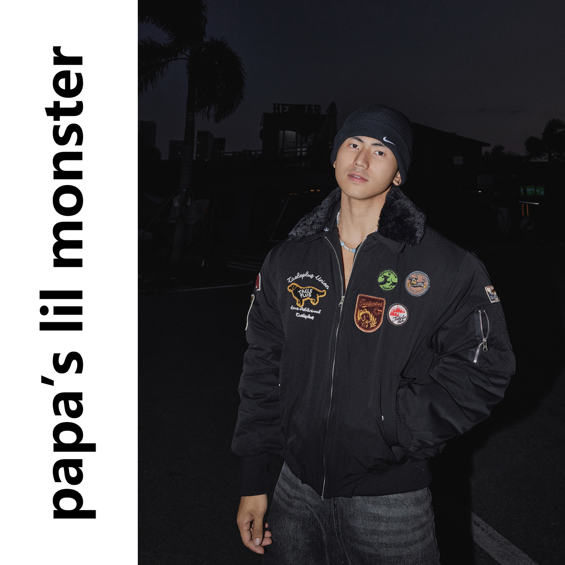 PAPASLILMONSTER【徽章炸街】美式复古刺绣可拆卸毛领外套棉衣