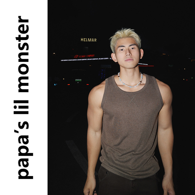 PAPASLILMONSTER美式复古修身无袖纯色打底衫男弹力显肌肉背心潮