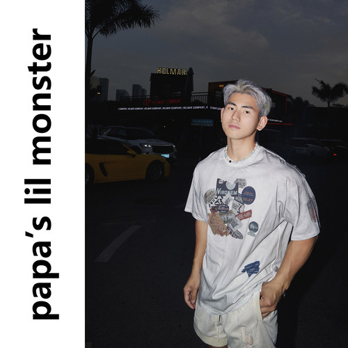 PAPASLILMONSTER美式复古做旧脏染设计感短袖T恤宽松小众休闲上衣