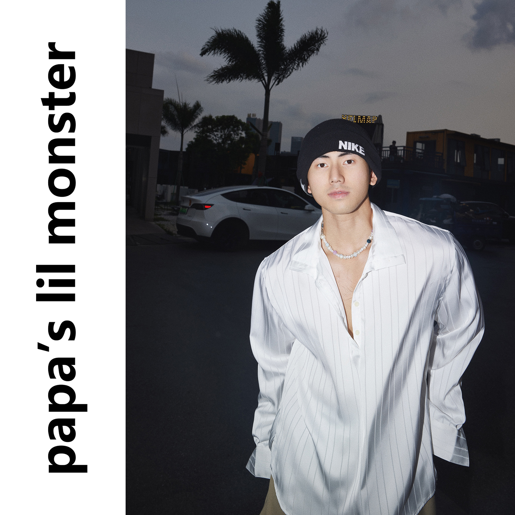 PAPASLILMONSTER美式慵懒条纹衬衣宽松垂坠冰感百搭长袖衬衣