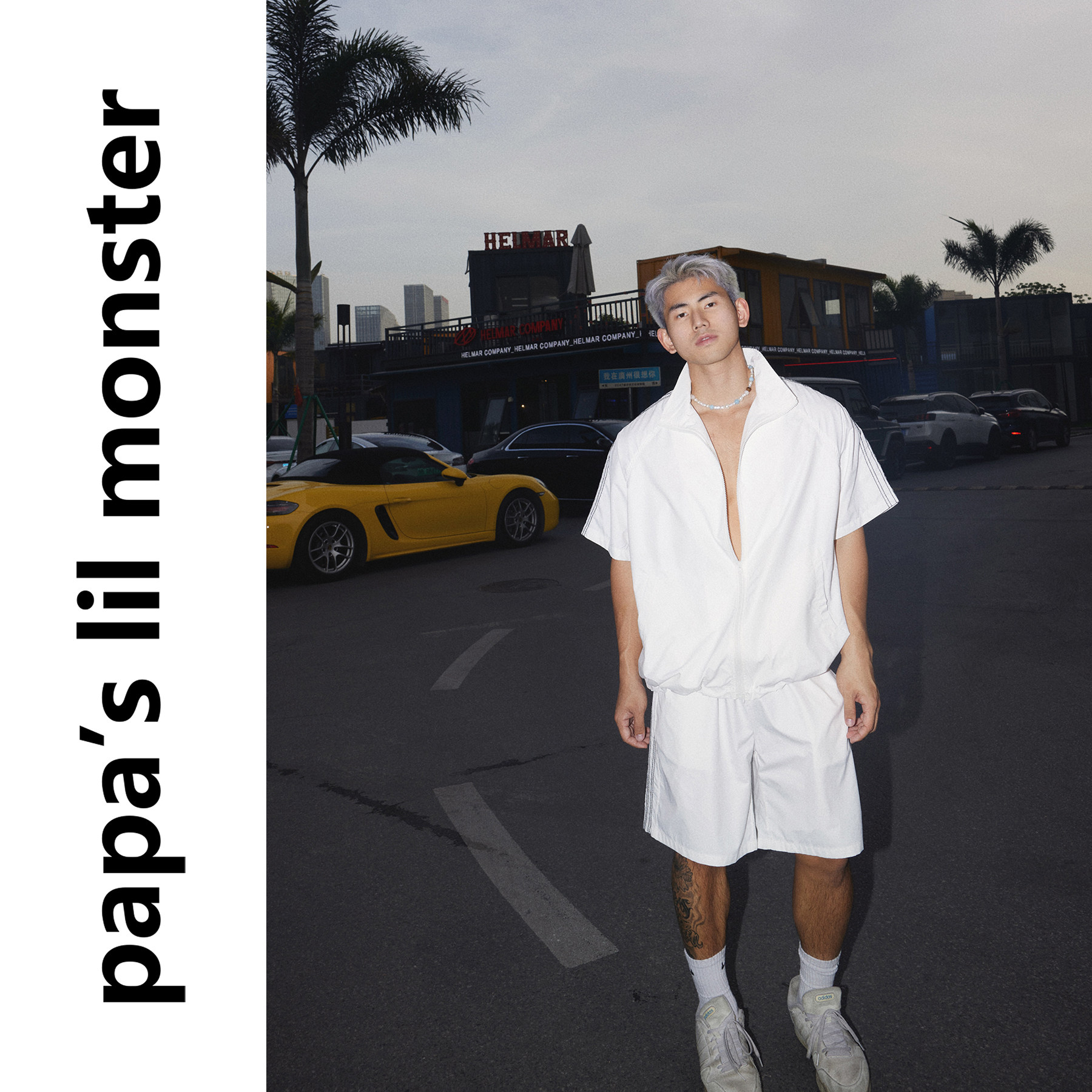 PAPASLILMONSTER美式复古透气轻量化立领短袖外套休闲短裤套装,男装,时尚套装,淘宝优惠券,粉丝福利购,淘宝优惠卷