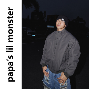 保暖棉服外套男女 复古立领拼接设计感厚款 PAPASLILMONSTER 美式