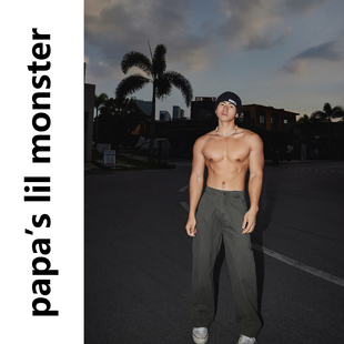 复古纯色百搭直筒休闲长裤 美式 男 出门选择 PAPASLILMONSTER