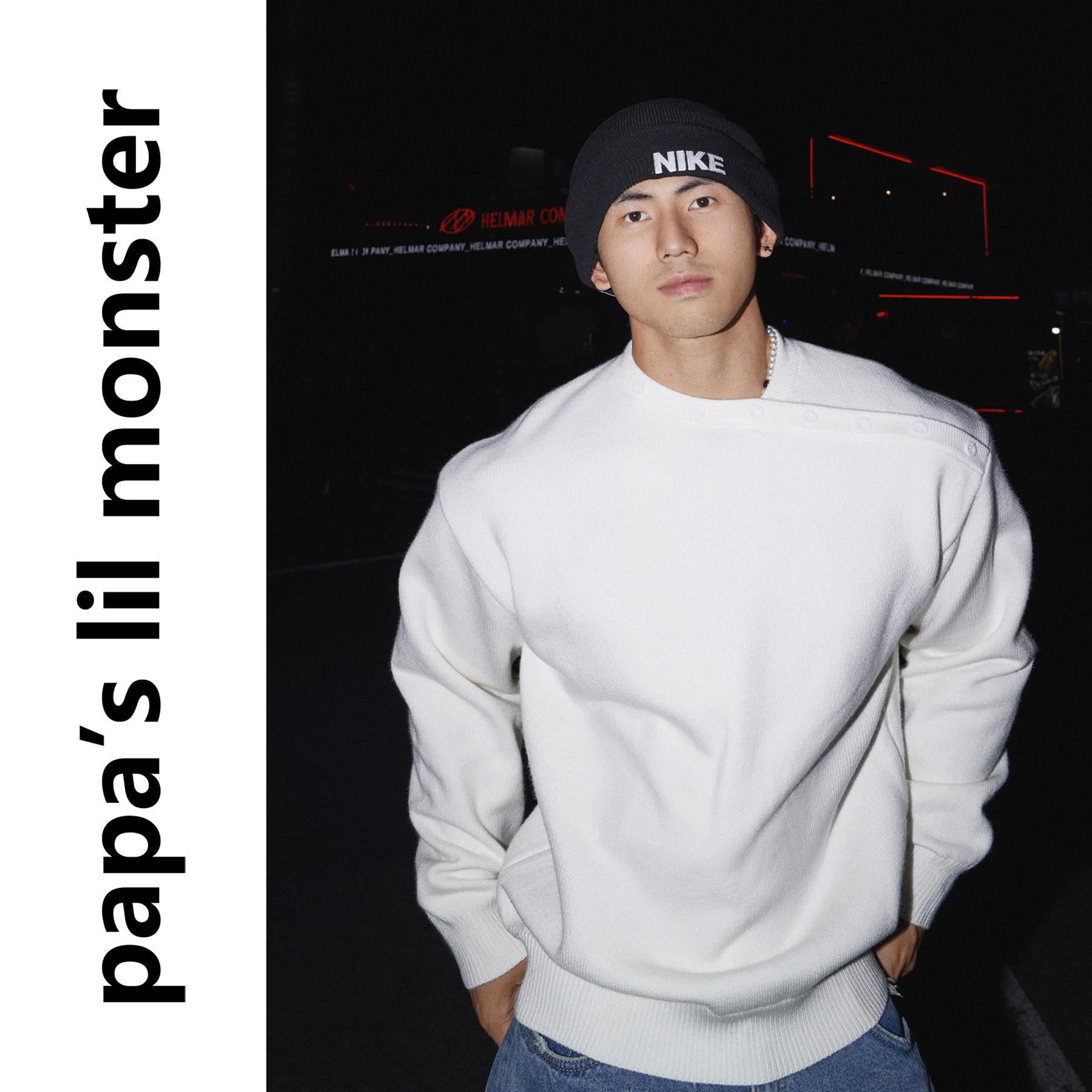 PAPASLILMONSTER【懒人集合】秋冬不对称领口设计针织长袖毛衣男