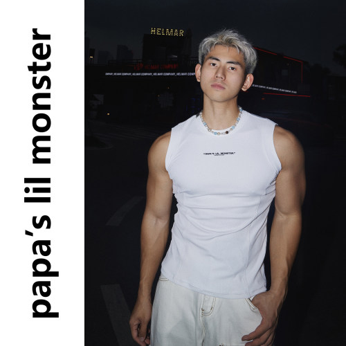 PAPASLILMONSTER【原创】美式休闲运动修身背心男百搭无袖上衣潮