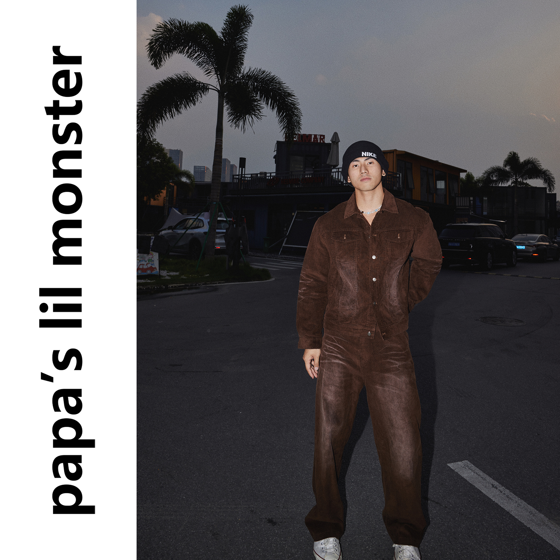 PAPASLILMONSTER【街头叙事】美式复古水洗牛仔外套做旧长裤套装