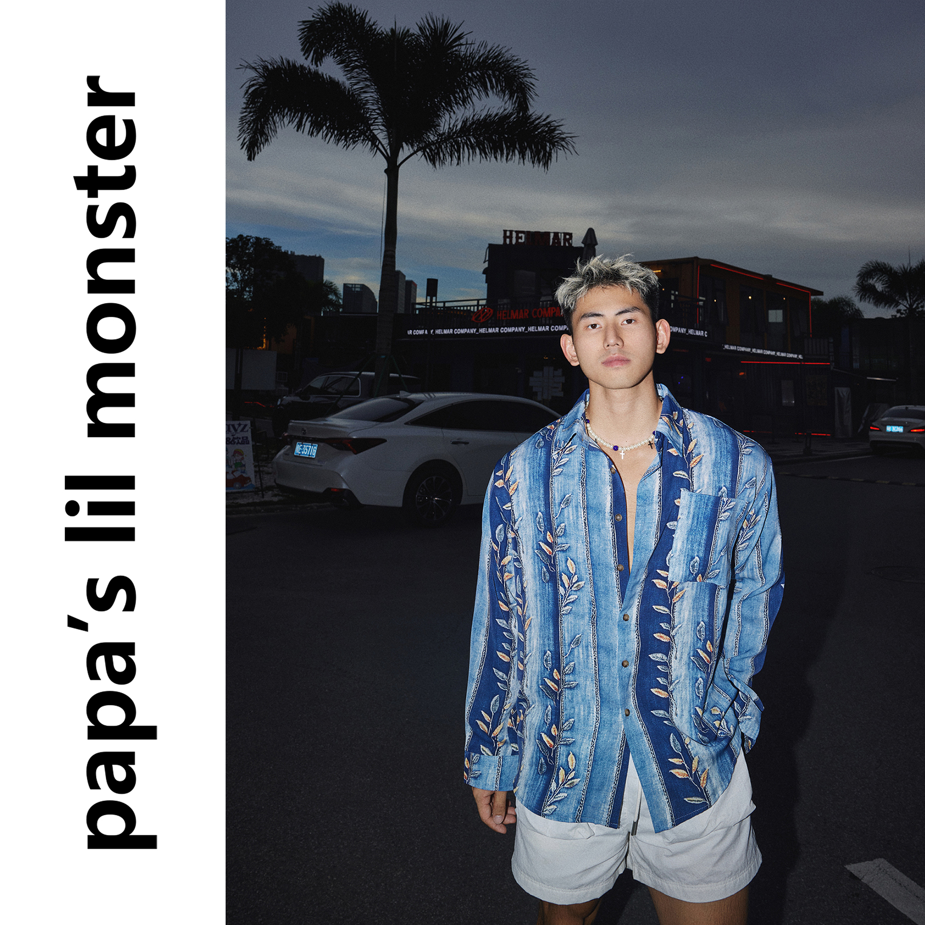 Papaslilmonster 【牛仔田园诗人】3D花卉凉感海岛度假风长袖衬衫