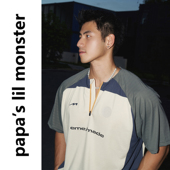 PAPASLILMONSTER夏日复古街头风T恤男 女 小众拼接设计宽松短袖