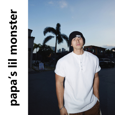 PAPASLILMONSTER【软糯肌理感】美式复古老钱风亨利领短袖T恤男