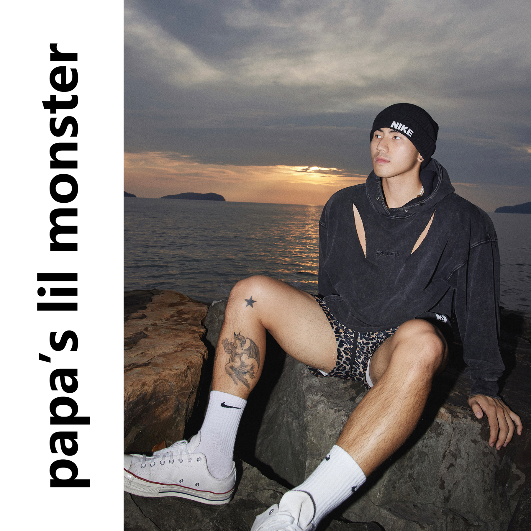 PAPASLILMONSTER【原创】美式复古休闲宽松街头连帽卫衣上衣男