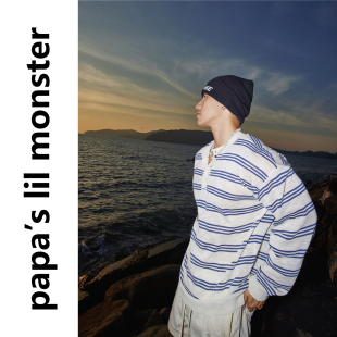 夏日海岛条纹长袖 轻薄松弛感 T恤上衣男 原创 PAPASLILMONSTER