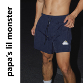 休闲宽松速干短裤 PAPASLILMONSTER美式 山峰刺绣细格纹运动短裤