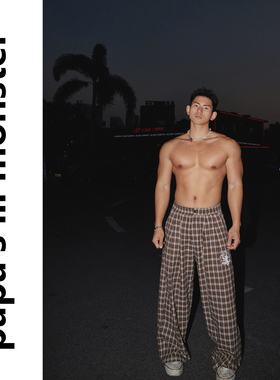 PAPASLILMONSTER【原创】26SS美式格子风休闲裤宽松垂感阔腿长裤