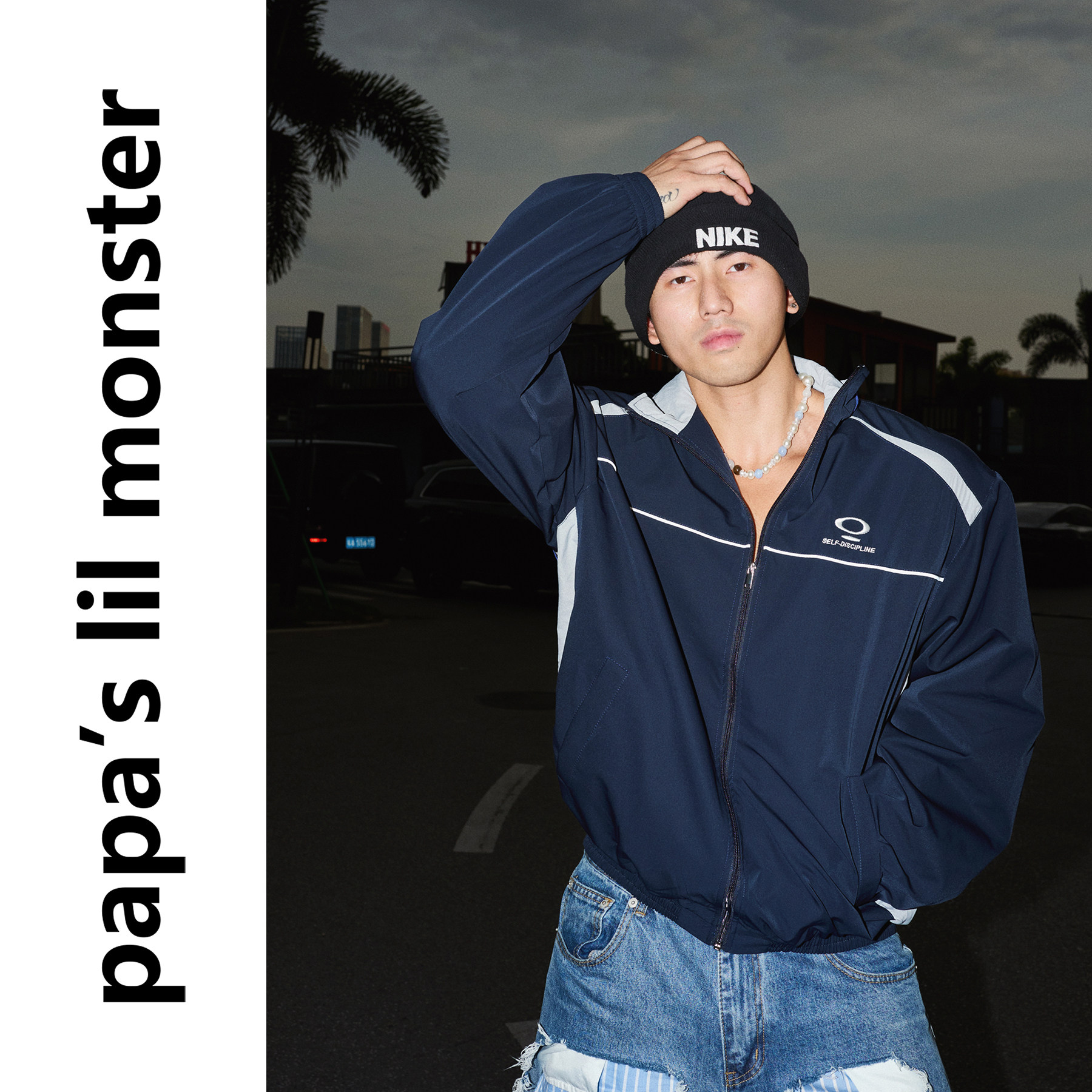 PAPASLILMONSTER 美式运动休闲简约夹克 秋季撞色宽松立领外套男