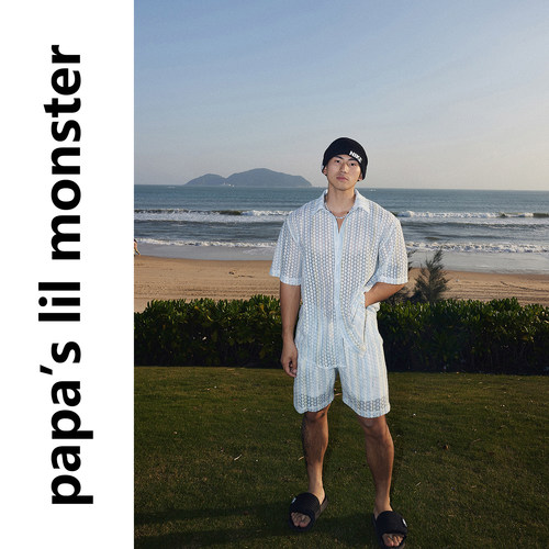 PAPASLILMONSTER【原创】法式复古镂空短袖ins小众设计感短裤套装