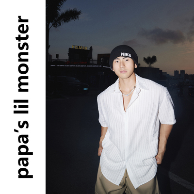 PAPASLILMONSTER美式夏季宽松条纹纯色短袖简约宽松衬衫上衣男