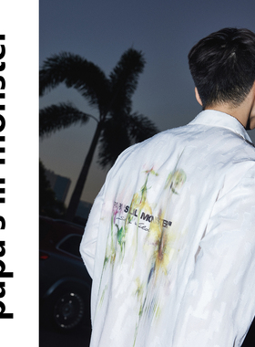 PAPASLILMONSTER【原创】26SS美式复古涂鸦印花长袖衬衫休闲衬衣