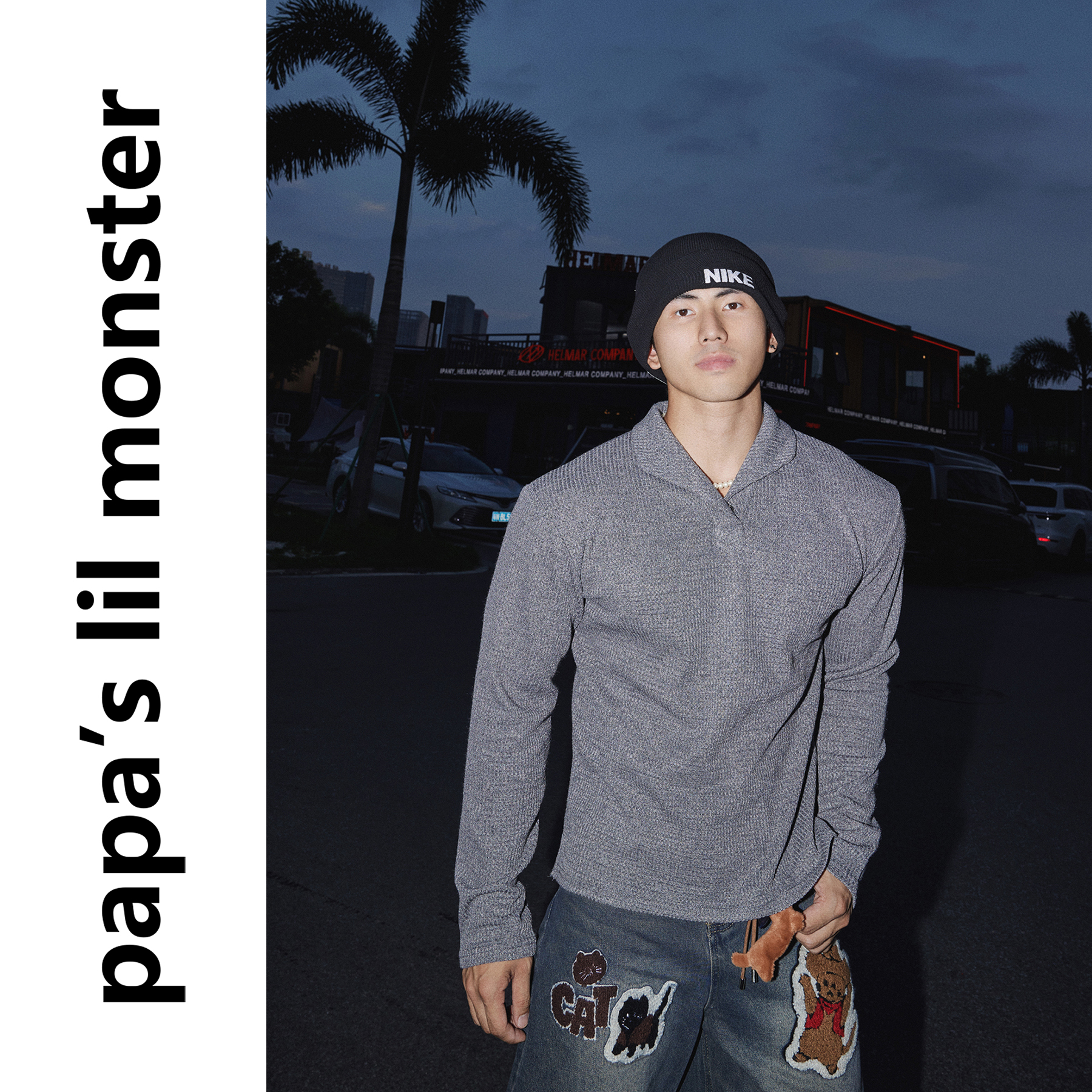 PAPASLILMONSTER【MIU系】新钱质感针织衫小翻领设计长袖T恤